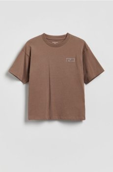 Reserved - Бавовняна футболка - темно коричневий - 899HR-89X