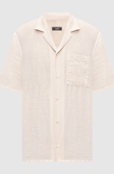 Бежевая рубашка из льна прямого кроя