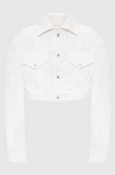 Белая укороченная джинсовая куртка с патчем