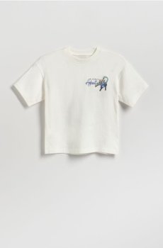 Reserved - Бавовняна футболка з принтом - білий - 944HR-00X