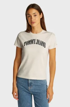 Женская белая футболка TJW REG FLORAL VARSITY TEE Белый M Tommy Jeans DW0DW20161