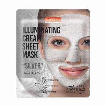 Уценка! Осветляющая фольгированная маска для лица Purederm Illuminating Cream Sheet Mask Silver, 10 г Уценка! Осветляющая фольгированная маска для лица Purederm Illuminating Cream Sheet Mask Silver, 10 г