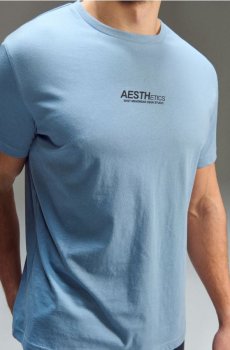 Бавовняна футболка з написом - light blue