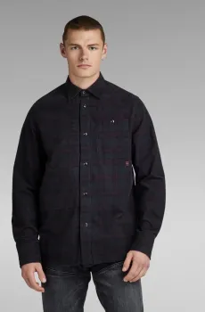 Мужская черная вельветовая рубашка в клетку Workwear Panel Черный S G-Star RAW D23560,D413