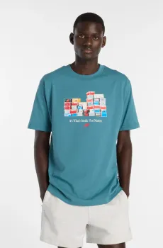 Мужская голубая футболка Boxes Синий L New Balance MT61H0DXAAZ