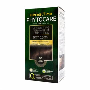 Безаммиачная краска для волос Herbal Time Phytocare Permanent Hair Color 5C Золотистый каштан, 125 мл Безаммиачная краска для волос Herbal Time Phytocare Permanent Hair Color 5C Золотистый каштан, 125 мл