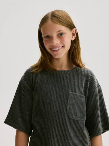 Reserved - GIRLS` BLOUSE - темно-сірий - 5544S-90X Reserved - GIRLS` BLOUSE - темно-сірий - 5544S-90X