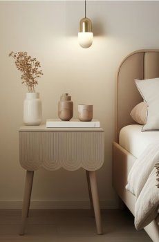 Нічний столик з шухлядою - кремовий