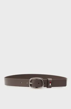 Женский темно-коричневый кожаный ремень OVAL Коричневый 90 Tommy Jeans AW0AW15836
