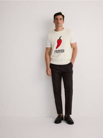 Reserved - Легка вязана жилетка - різнобарвний - 353BK-MLC