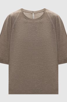 Коричневая футболка из кашемира, шелка и конопли