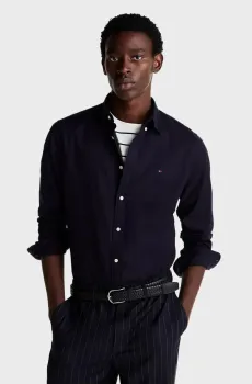 Мужская темно-синяя рубашка FLEX BRUSHED SOLID RF Синий S Tommy Hilfiger MW0MW36824