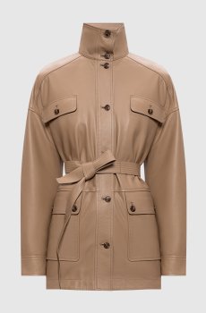 Бежевая кожаная куртка