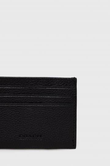 Кожаный чехол на карты Coach мужской цвет чёрный Кожаный чехол на карты Coach мужской цвет чёрный