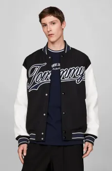 Мужской черный бомбер TJM LETTERMAN JACKET EXT Черный M Tommy Jeans DM0DM17880