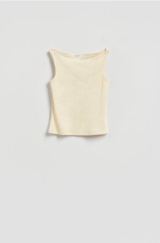 Reserved - Топ із трикотажу в рубчик - світло-жовтий - 343HT-10X