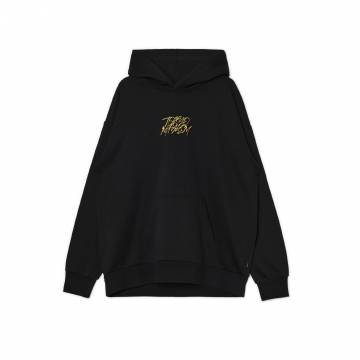 Cropp - Чорне худі з принтом - чорний Cropp - Чорне худі з принтом - чорний