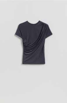Reserved - Футболка з декоративною складкою - темно-сірий - 354KL-90X
