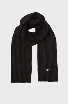 Мужской черный шарф COTTON BLEND LOGO SCARF Черный ONESIZE Gant 9910048