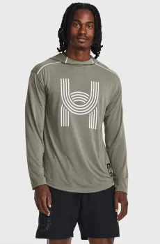 Мужское серое худи UA RUN EVERYWHERE HOODED LS Серый S Under Armour 1380963-504