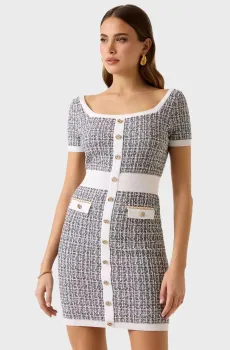 Женское серое твидовое платье Серый XS Guess W6RK42.Z0361;FJ5N