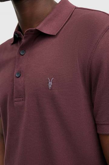 Хлопковое поло AllSaints REFORM цвет бордовый однотонный M075PB