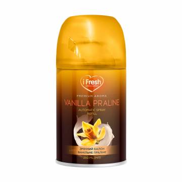 Сменный баллон к автоматическому освежителю воздуха iFresh Automatic Spray Premium Aroma Ванильное пралине, 250 мл Сменный баллон к автоматическому освежителю воздуха iFresh Automatic Spray Premium Aroma Ванильное пралине, 250 мл