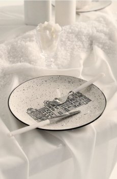 Керамічні тарілки з різдвяним мотивом набір 2 шт. - білий