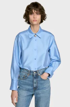 Женская голубая рубашка Голубой S Sandro SFPCM01787_Sky Blue