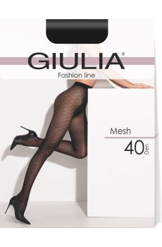 Фантазийные колготки женские Giulia Mesh без шортиков, 40 DEN, Nero, размер 4