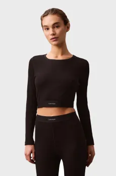 Женский черный лонгслив L/S CROP CREW Черный M Calvin Klein 000QS7217E