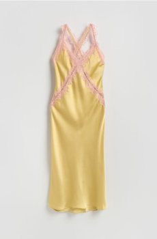 Reserved - Сукня з мереживом - гірчичний - 138KH-17X