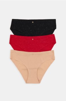 Трусики з трикотажу в рубчик, 3 пари - різнобарвний