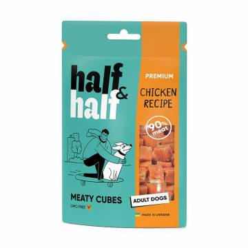 Лакомство для собак Half&Half в форме мясных кубиков, с курицей, 100 г