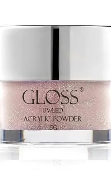 Акриловая пудра для ногтей Gloss UV/LED Acrylic Powder 008 Нежно-розовый с серебряным микроблеском, 15 г