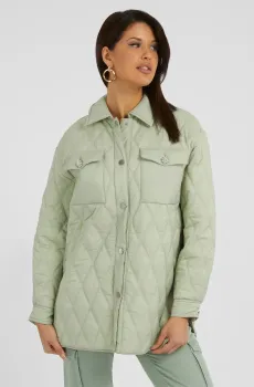 Женская мятная рубашка-пальто GIORGIA QUILTED SHAKET Ментоловый XS Guess W3YL17.WFIW2
