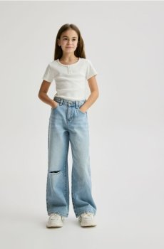 Reserved - Джинси кльош з потертостями - синій - 345HN-50J