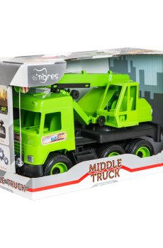 Игрушка Tigres Middle Truck Кран, зеленый, от 3 лет, в коробке, (39483)
