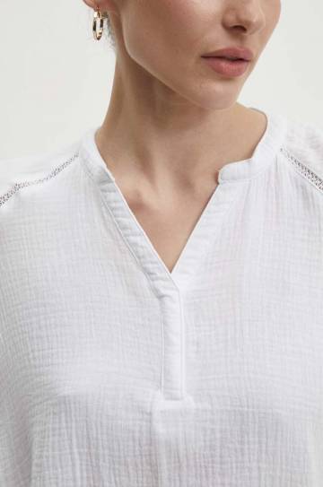Хлопковая блузка Answear Lab женская цвет белый однотонная Хлопковая блузка Answear Lab женская цвет белый однотонная