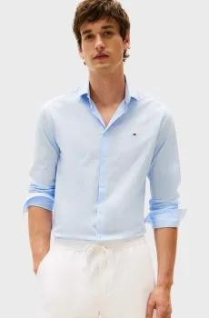 Мужская голубая рубашка FLEX POPLIN Голубой 42 Tommy Hilfiger MW0MW38347