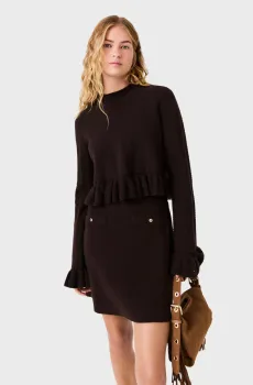 Женское темно-коричневое платье 2в1 Коричневый 36 MAJE MFPRO05051_Dark brown