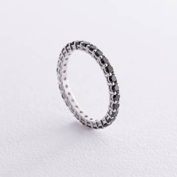 Золотое кольцо с дорожкой черных бриллиантов 229781122 Золотое кольцо с дорожкой черных бриллиантов 229781122