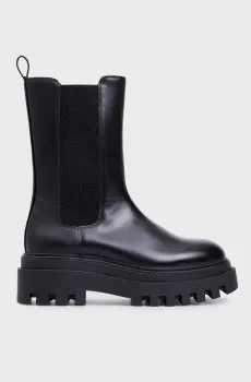 Женские черные кожаные челси FLATFORM CHELSEA BOOT MG LTH Черный 37 Calvin Klein YW0YW01542