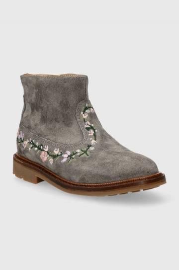 Детские замшевые ботинки Pom Dapi SISTER BRODI цвет серый
