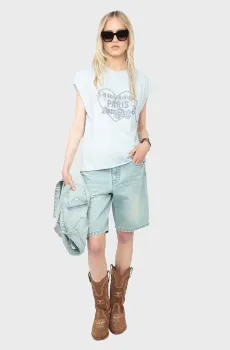 Женская голубая футболка Cloe Голубой S ZADIG&VOLTAIRE JWTT01270_CLOUD