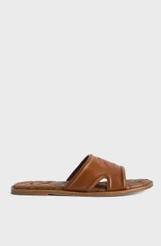 Женские коричневые кожаные слайдеры Monogram Коричневый 40 ZADIG&VOLTAIRE SWCT02130_CARAMELO