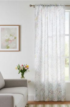 Штора на тасьмі з квітковим візерунком - світло-зелений