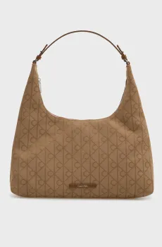 Женская бежевая сумка с узором EMBLEM JACQUARD SHOULDER Бежевый ONESIZE Calvin Klein LV04F3635G