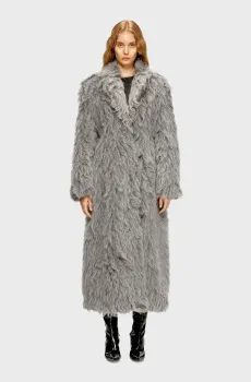 Женская серая шерстяная шуба W-GLAMO-R1 Серый 40 Diesel A18465 0KIBM
