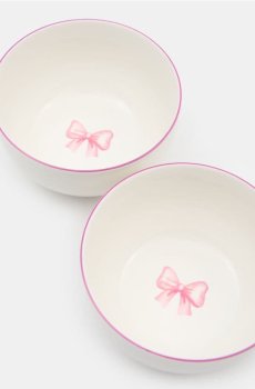 Керамічні миски з різдвяним візерунком 2 pack - рожевий